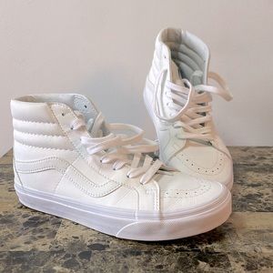 Vans Sk8-Hi White Leather Sneakers Unisex (5 Men/6.5 Women) *NEW*